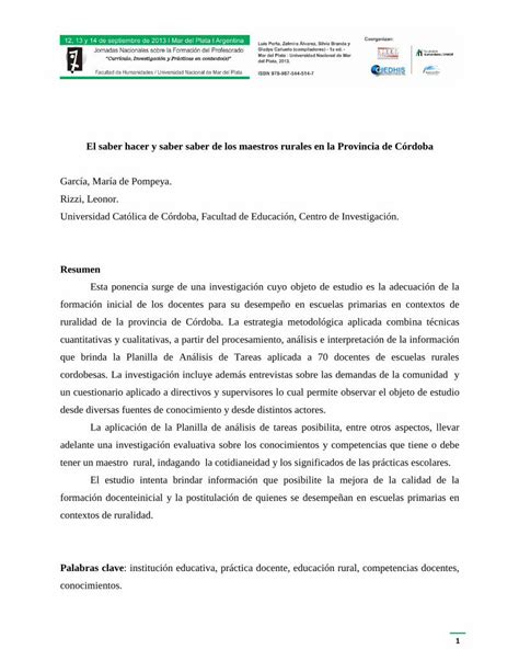 PDF El Saber Hacer Y Saber Saber De Los Maestros Rurales En La