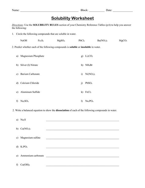 Solubility Rules Worksheet With Answers Printable Calendars At A Glance