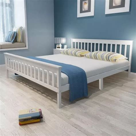 WHITE WOODEN Bed Frame 4ft Small Double 3ft Single Wood Solid Pine Opt