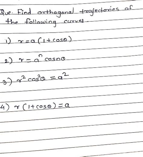 Find orthogonal trajectories of the following curves. | Filo