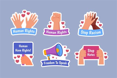 Human Rights Day Celebration Stickers Collection Set 13662183 Vector Art at Vecteezy