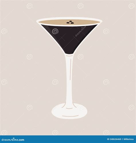 Espresso Martini Cocktail In Glass Garnished With Coffee Beans