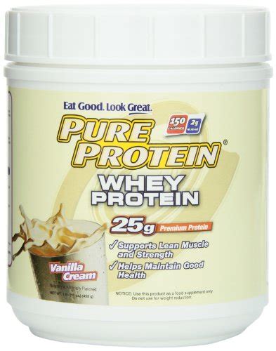 Pure Protein 100 Whey Powder Vanilla Creme 1 Pound Tub