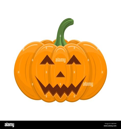 Halloween Pumpkin Isolated On White Background Cartoon Orange Pumpkin