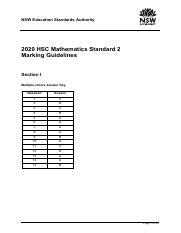 Math Standard 2 Marking Guidlines HSC 2020 Pdf NSW Education