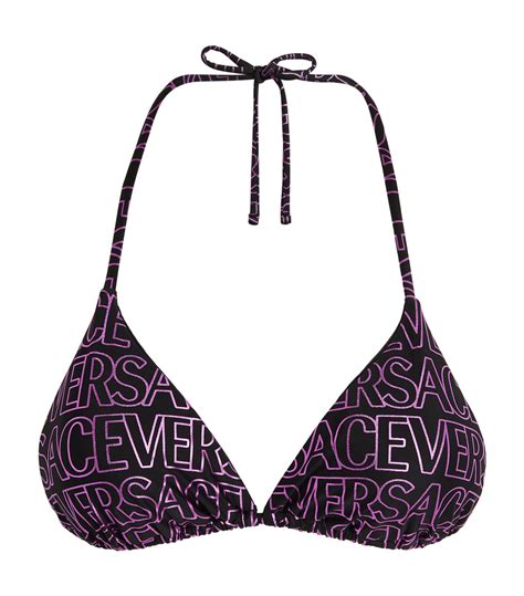 Versace Black Monogram Print Bikini Top Harrods Uk