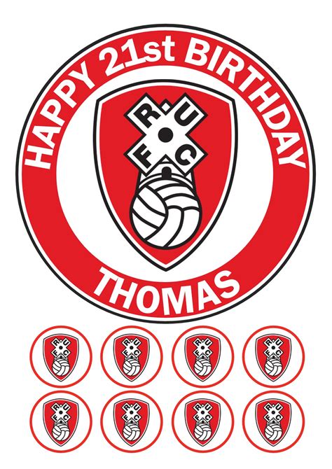 Rotherham United Fc Cake Topper And 8 Cupcake Toppers