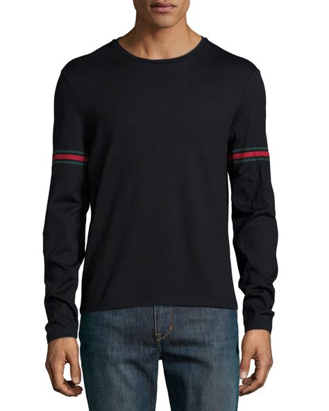 Lyst Gucci Long Sleeved T Shirt With Arm Band Details In Black For Men