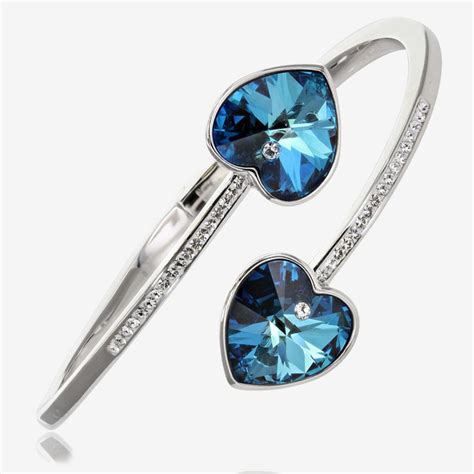 Swarovski Crystals Blue Heart Bangle Warren James