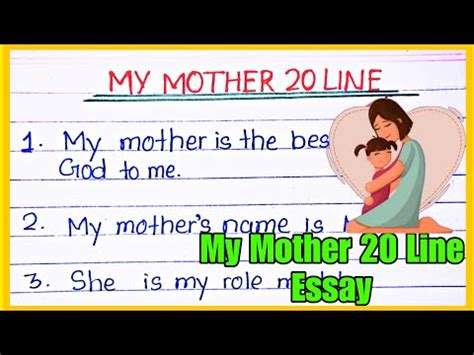 20 Lines Essay About My Mother In English My Mother Essay In English