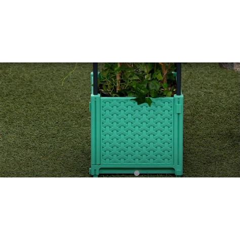 Ultimate Innovations Self Watering Square Indoor Outdoor Planter Box With Trellis Teal 984x9