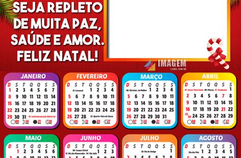 Calendário 2023 Mensagem Natal Muita Paz Saúde e Amor Moldura PNG