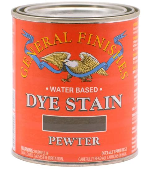 General Finishes Water Based Dye Stain Pewter Quart