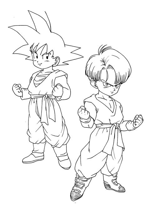 Goten Y Trunks Para Colorear Imprimir E Dibujar Coloringonly