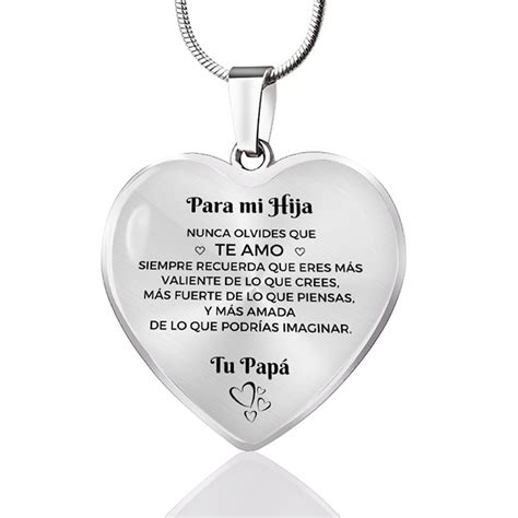 Spanish To Para Mi Hija And Para Mi Hijo Heart Pendant Necklace For