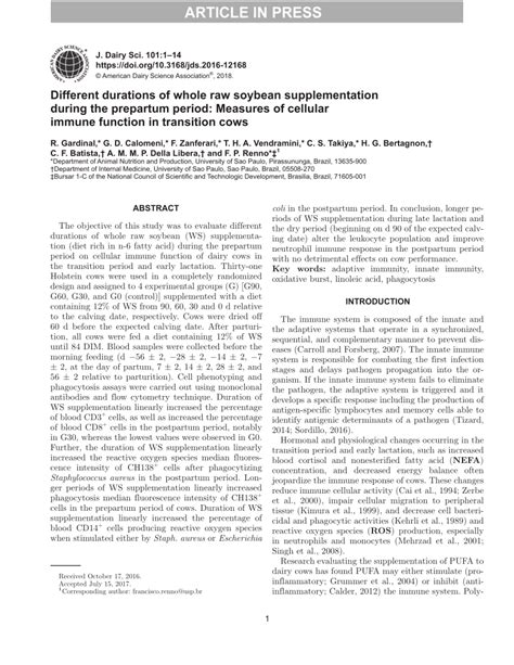 Pdf Different Durations Of Whole Raw Soybean Supplementation During