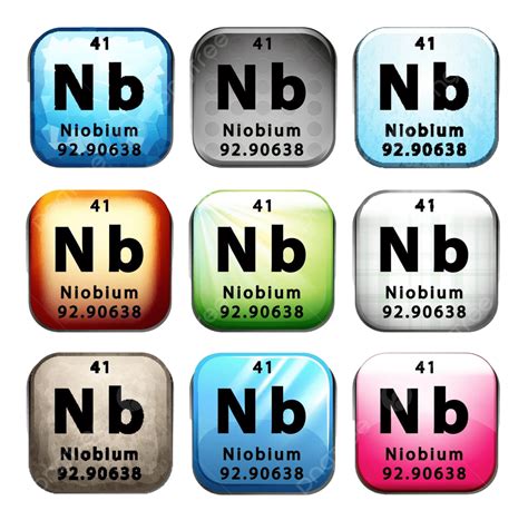 A Button With The Chemical Element Niobium Niobium Series Nb Vector