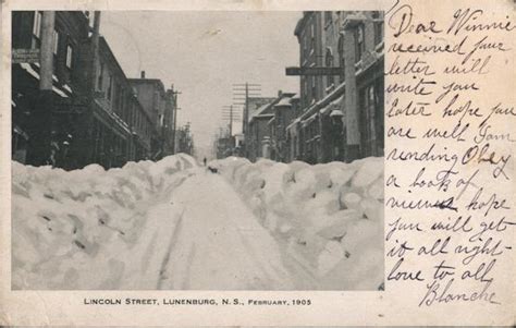 Lincoln Street in Snow February 1903 Lunenburg, NS Canada Nova Scotia Postcard