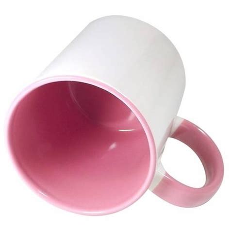 CANECA PARA SUBLIMAÇÃO ALÇA E INTERIOR ROSA CLARO