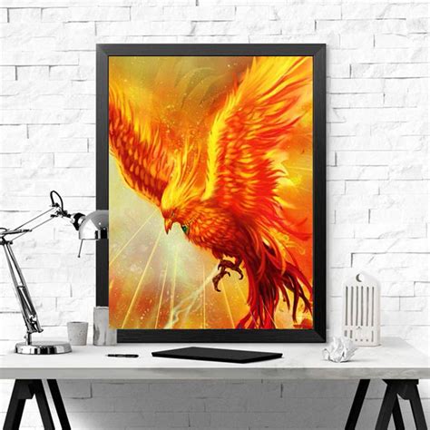 Peinture au diamant Phoenix broderie 5D complète avec des animaux