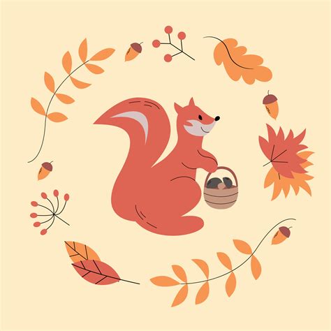 Cute cartoon little happy squirrel. Vector bright squirrel icon with ...