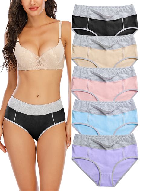 Womens High Waisted Cotton Underwear Ladies Soft Full Coverage Briefs