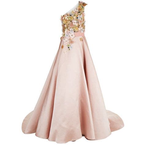 Marchesa Satin Floral Embellished Asymmetric Gown 39 230 SAR Liked On