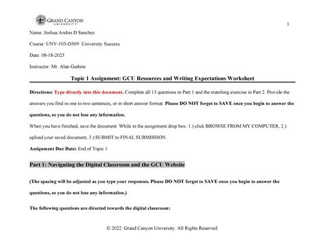 UNV 103 RS T1 Resources Worksheet Online Name Joshua Andrei D