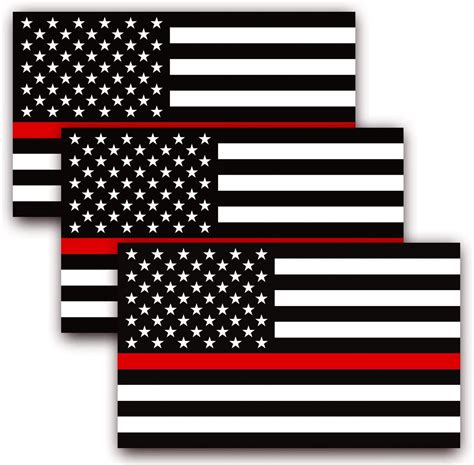 Anley 5 X 3 Inch Thin Red Line Us Flag Decal Black White And Red