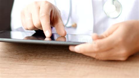 Medical Doctor Using Touchscreen Digital Tablet Stock Image Image Of