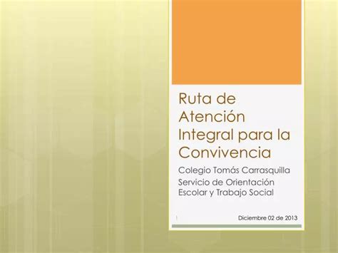 Ppt Ruta De Atenci N Integral Para La Convivencia Powerpoint