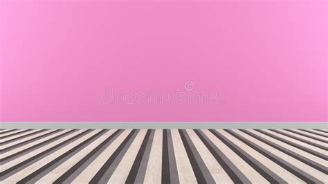 Empty Room Wood Wall Floor 3d Illustration Render Background Mock Up