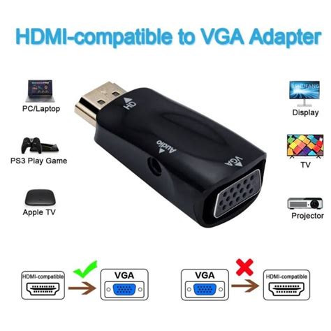 Ripley CONVERTIDOR DE CABLE HDMI A VGA ADAPTADOR MACHO A HEMBRA HD 1080P