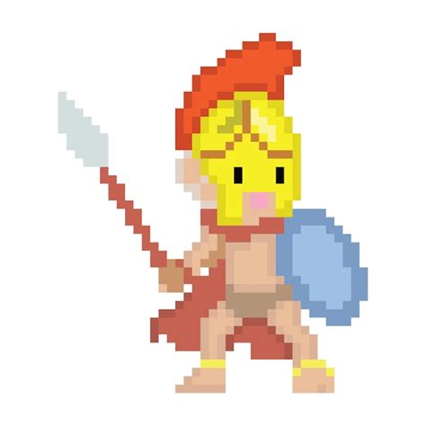 Ritter Cartoon Figur Im Pixel Art Stil Pixelkunstkrieger Premium Vektor