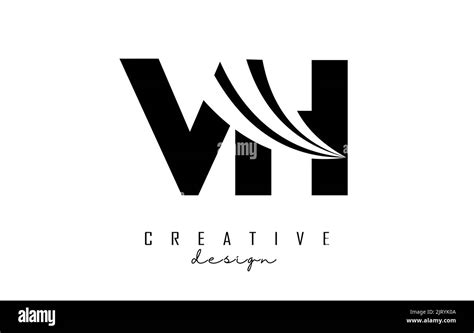 Creative Black Letter VH V H Logo With Leading Lines And Road Concept