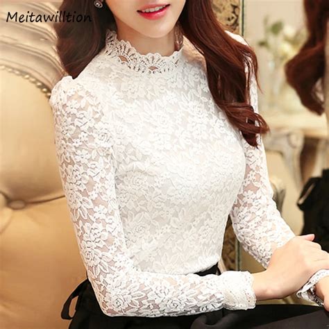 Plus Size Xl Lace Tops Women White Blouse Shirt Casual Long