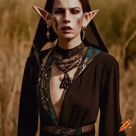 Dalish Female Elf Keeper In A Fantasy Tribal Dark Aesthetic Inspired