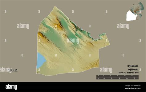 Shape Of Dikhil Region Of Djibouti With Its Capital Isolated On Solid