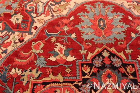 Red Geometric Antique Persian Heriz Rug 71371 Nazmiyal Antique Rugs