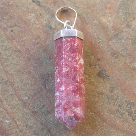 Sterling Silver Capped Six Sided Red Thulite Point Pendant