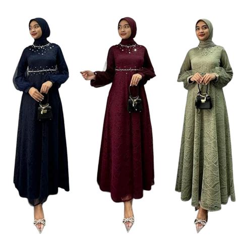 Jual MODEL BARU GAMIS NADINE GAUN MAXI DRESS BRUKAT FASHION CEWEK