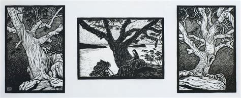 Linocuts Of Australian Landscape Trees And Water — Rachel Newling