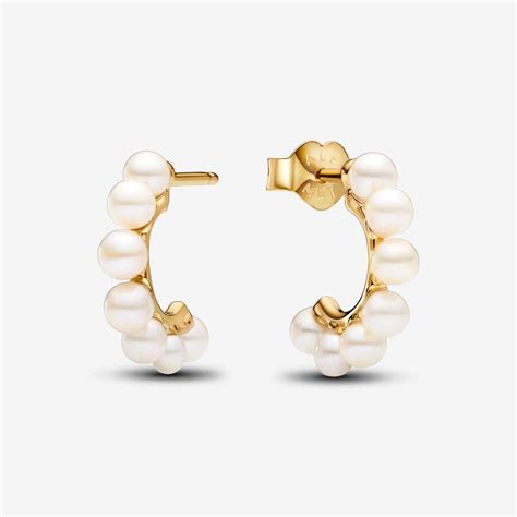 Treated Freshwater Cultured Pearls Open Hoop Earrings Pandora Uk