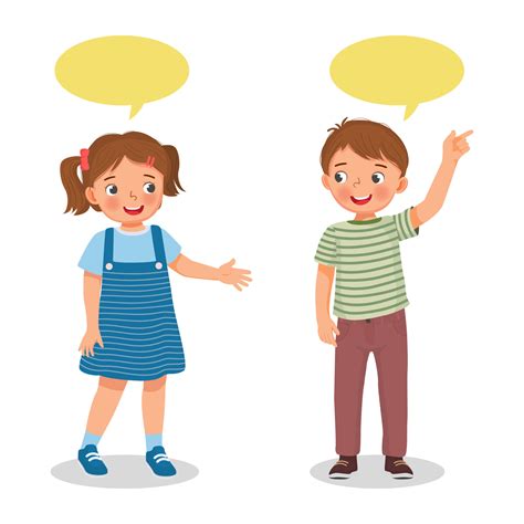 happy cute kids little boy and girl talking each other with speech bubble 12804819 Vector Art at ...