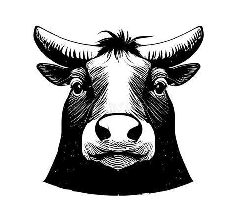 Cow Head Portrait Sketchfarming Stock Illustration Illustration Of