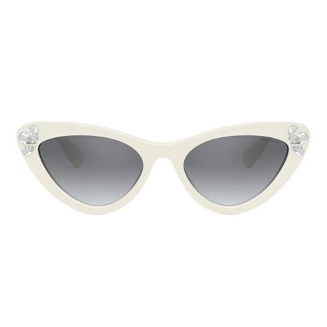 Miu Miu Miu Miu Logo Sunglasses Cat Eye White And Crystals Sunglasses Miu Miu Eyewear