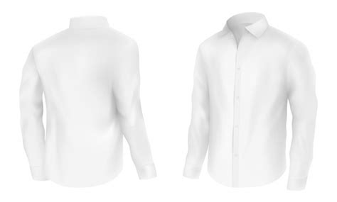 Chemise Blanche Manches Longues Pour Hommes Demi Tour Vecteur Gratuite