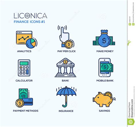 L Nea Moderna Iconos Planos Del Dise O Pictogramas De La Oficina Y De