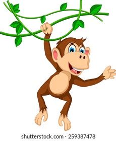 Monkey Cartoon Hanging Stock Vector (Royalty Free) 259387478 | Shutterstock