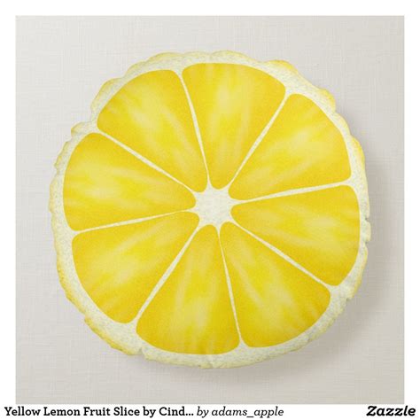 Yellow Lemon Fruit Slice By Cindy Bendel Round Pillow Zazzle Round